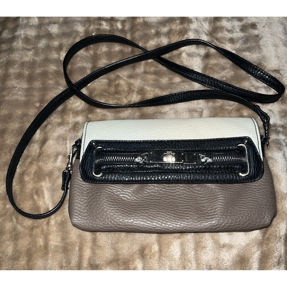 Chaps Vintage Crossbody Purse Cream Black & Brown